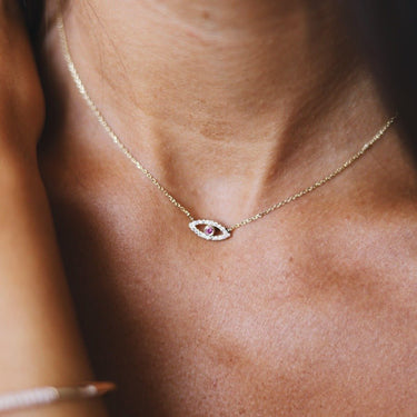 Eye -14K gold with Diamond Necklaces Just Believe Jewelry