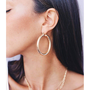 HOOP Earrings - 40mm 14K Gold Earrings Just Believe Jewelry