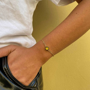 Smiley button bracelet- Gold 14k Bracelets Just Believe Jewelry
