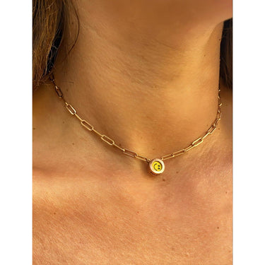 Smiley button Necklace- Gold 14k Necklaces Just Believe Jewelry
