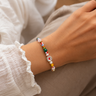Colorful African Beads Heart Bracelet handmade in Israel with pearls and red heart detail