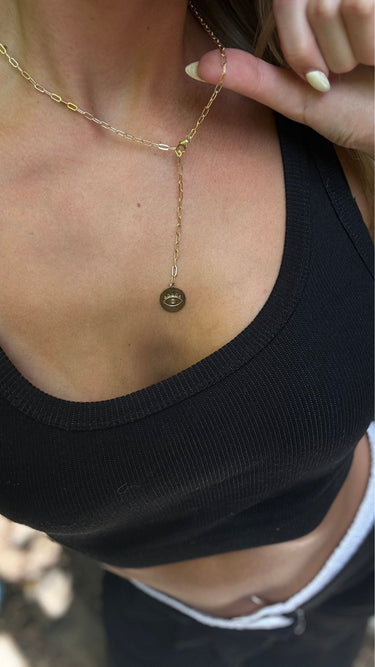 שרשרת לולאות ארוכה - בתוספת תליון עם חריטת עין