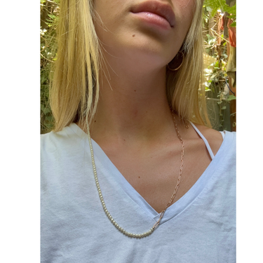 Double chain- Pearl & Paperclip chain