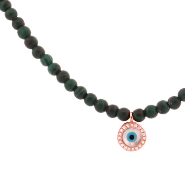Malachite gemstone With Diamond Eye - Necklace