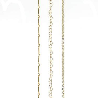 Bar, Heart, Rollo chain for permanent - Yellow Goldfilled