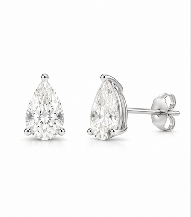 2.12 CT Pear Lab-Grown Diamond Stud Earrings
