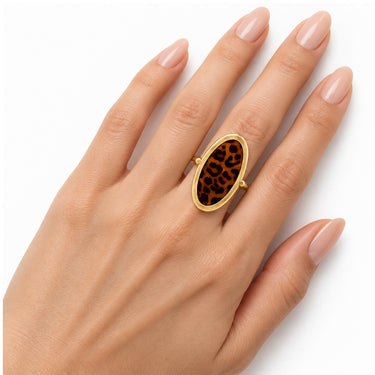 ONE OF A KIND SILVIA COLLECTION  oval ring - LEOPARD