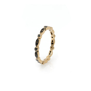 BEL Ring- 14K with white \ black Diamond
