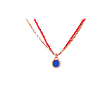 S Sol double chain - red - rose gold 14K