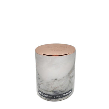 White Marble Candle  - Spicy amber - rose gold cover
