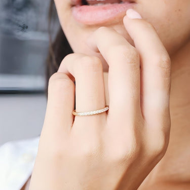 14K Gold ring inlaid ring with zircon Rings Just Believe Jewelry