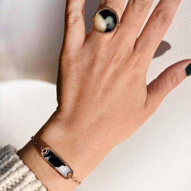 Big sol ring- Silvia collection - black and white gold14K Rings Just Believe Jewelry