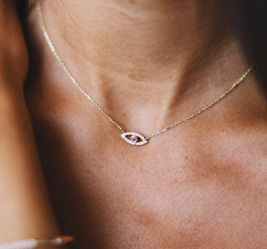 Eye -14K gold with Diamond Necklaces Just Believe Jewelry