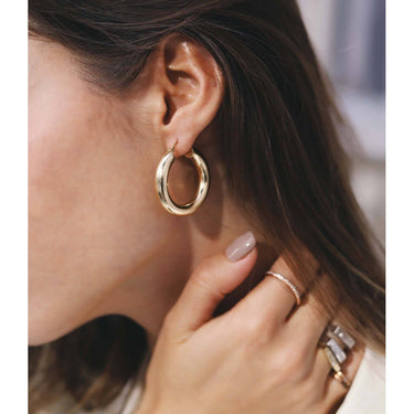 Hoop Earrings- 25mm 14K yellow Gold Earrings Just Believe Jewelry