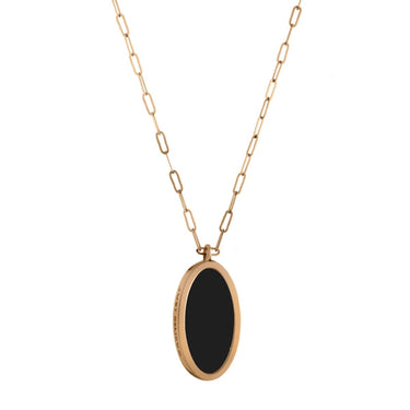 Oval Silvia Necklace -Black -Unisex -Gold 14K Necklaces Just Believe Jewelry