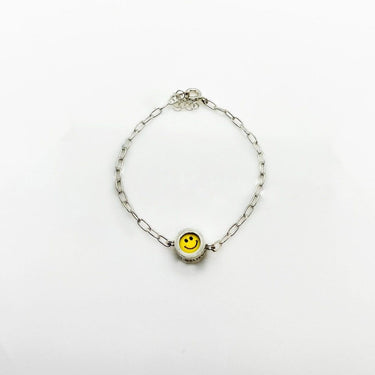 Silver smiley button bracelet- Silver 925 Bracelets Just Believe Jewelry