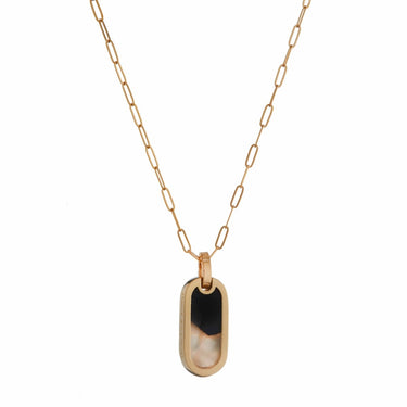 Silvia classic Necklace -Black & White -Unisex -Gold 14K Necklaces Just Believe Jewelry