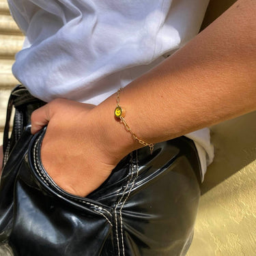 Smiley button bracelet- Gold 14k Bracelets Just Believe Jewelry