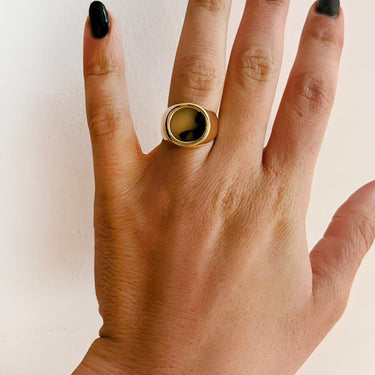 Stamp ring - Silvia collection- Neud black -14K gold Rings Just Believe Jewelry
