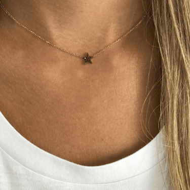 Star Necklace- 14K Gold with Diamond Necklaces Just Believe Jewelry