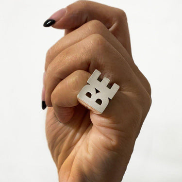 Two letters ring - Gold 14K \ Silver Rings Just Believe Jewelry